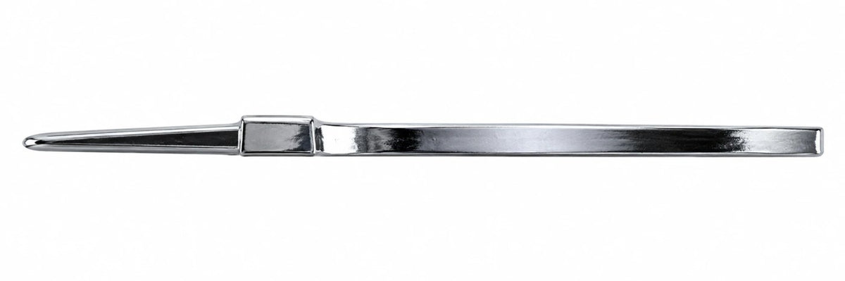 Side profile of the Aim for Perfection divot tool showing its slim body and twin prongs