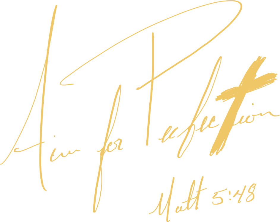 Aim for Perfection — Matthew 5:48 gold wordmark